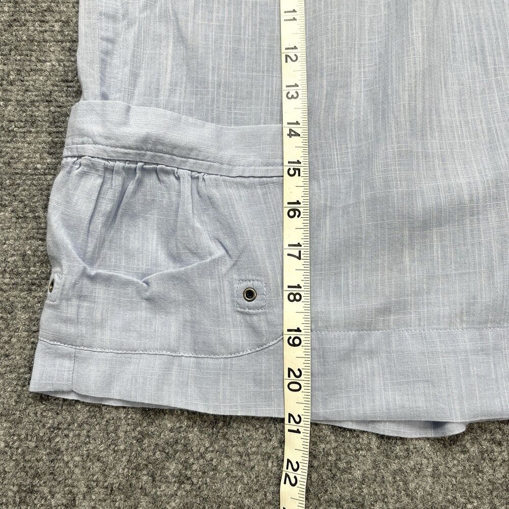 Free People Top Womens Size 6 Blue Boxy Crop Drawstring Neck Pockets Cotton - Picture 8 of 10